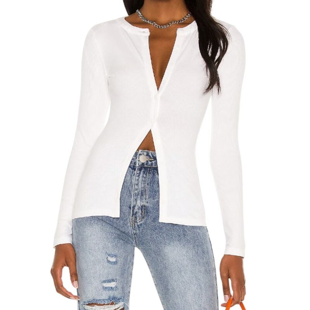 Superdown Sasha Button Top in White, Size XS